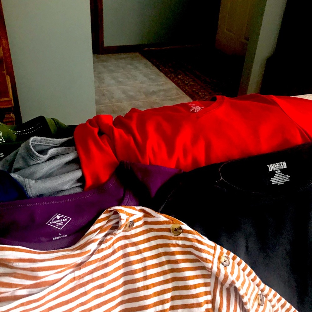 Assorted brand new shirts, Duluth, St Johns Bay, Talbots. Large.